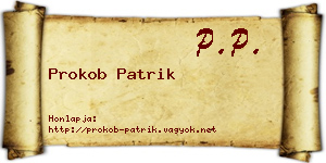 Prokob Patrik névjegykártya